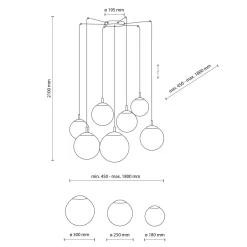 Pendelleuchte Glas Metall B: 400 cm verstellbar 7x E27 XXL