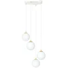 Pendelleuchte Glas Metall 4x E14 Weiß Gold verstellbar