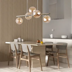 Pendelleuchte Glas Metall 63 cm breit 5-flammig