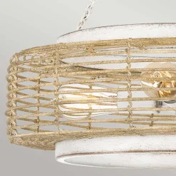 Pendelleuchte Glas Seil Metall E27 D: 50,4 cm rund 4x E27