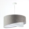 Pendelleuchte Grau Weiß Ø 50 cm Stoffschirm Velours Optik