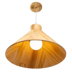 Pendelleuchte Holz Furnier Teak E27 D: 40 cm Modern
