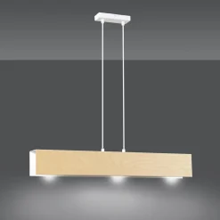 Pendelleuchte Holz Metall verstellbar 3x E27 Natur Weiß