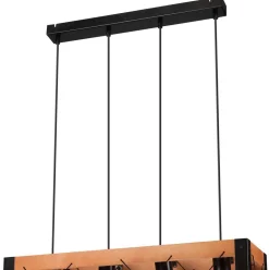 Pendelleuchte Holz Metall verstellbar 4-flammig E27 Rustikal