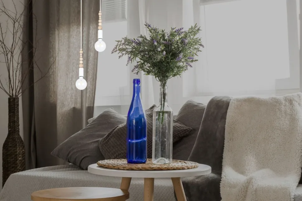 Pendelleuchte Holz Metall Weiß E27 Ø14 cm rund wohnlich