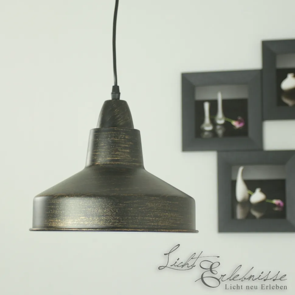 Pendelleuchte Industrial aus Metall Ø 26 cm Braun antik