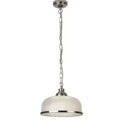 Pendelleuchte Jugendstil Ø 27 cm Glas Metall in Silber Klar