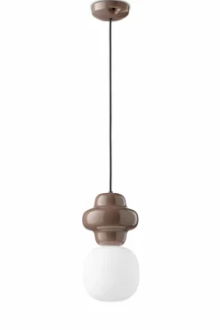 Pendelleuchte Keramik Glas Braun Weiß E14 Retro Design