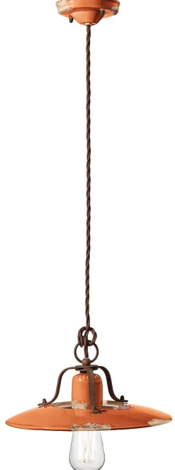 Pendelleuchte Keramik Metall E27 D: 30 cm rund Industrial