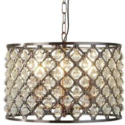 Pendelleuchte Kristall Ø 38 cm 3x E14 in Kupfer antik