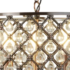 Pendelleuchte Kristall Ø 38 cm 3x E14 in Kupfer antik