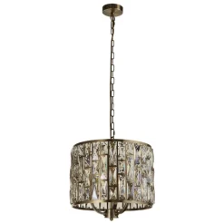 Pendelleuchte Kristall Ø 38 cm in Messing Antik Champagner E14