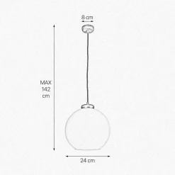 Pendelleuchte Kugel Ø 24 cm Messing Glas E27 in Bronze Weiß