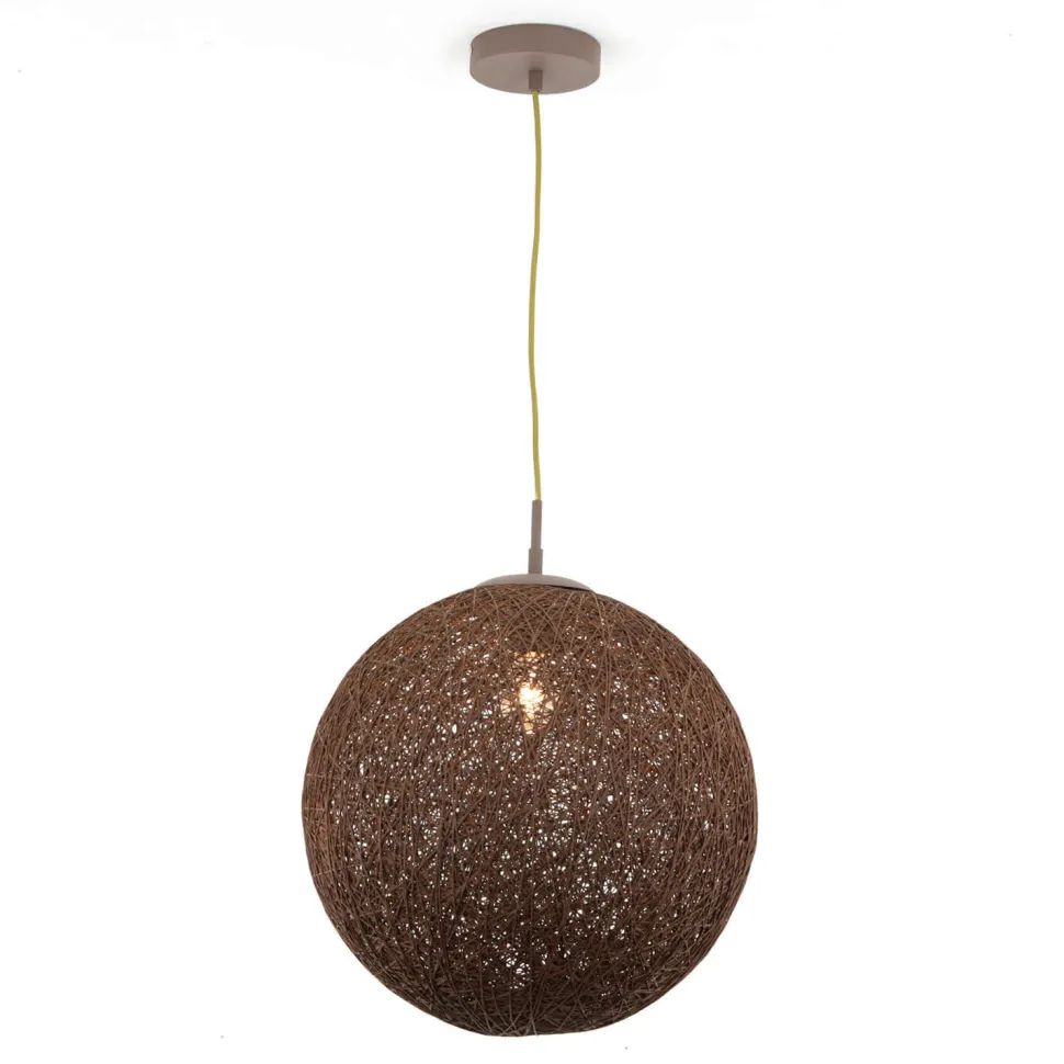 Pendelleuchte Kugel Geflecht Braun rund Ø 39 cm Metall