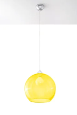 Pendelleuchte Kugel Schirm Glas Gelb E27 BILBAO
