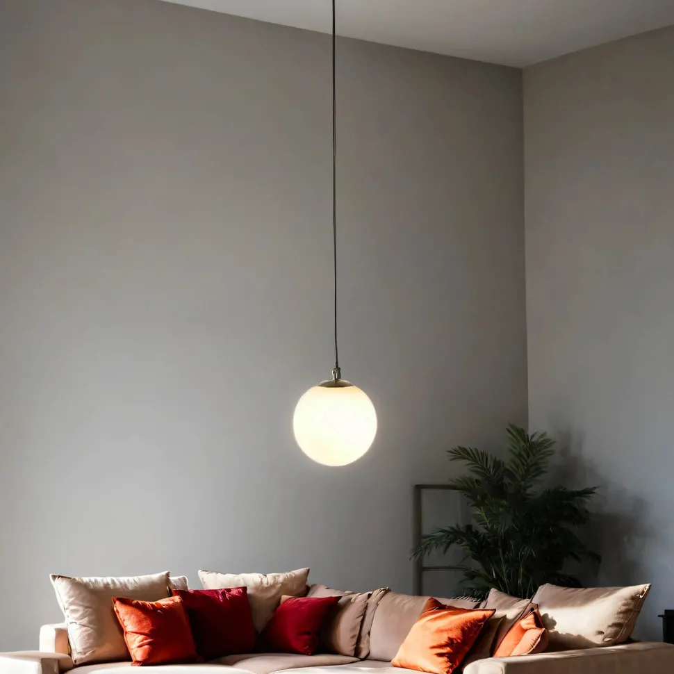 Pendelleuchte Kugelschirm Schwarz Weiß Gold E14