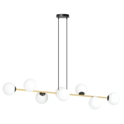 Pendelleuchte lang 140 cm E14 in Schwarz Weiß Gold