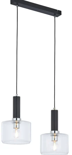 Pendelleuchte lang Metall Schwarz E27 verstellbar