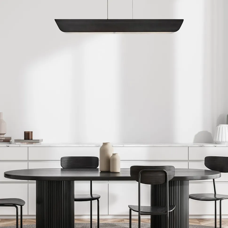 Pendelleuchte LED 116,8 cm lang Metall Glas Schwarz Modern