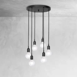 Pendelleuchte Messing Eisen Ø 40 cm 6-flammig E27 Schwarz