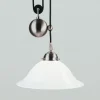 Pendelleuchte Messing Glas E27 L:30 cm in Nickel matt