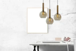 Pendelleuchte Messing Schwarz Ø 25 cm Kugel Glas Metall