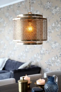 Pendelleuchte Metall B: 34 cm H: max. 120 cm E27 in Messing