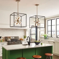 Pendelleuchte Metall B: 51 cm Messing Schwarz 12x E14