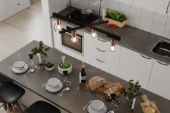 Pendelleuchte Metall E27 4-flammig 90 cm breit Schwarz Messing