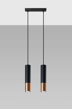 Pendelleuchte Metall 2-flammig GU10 Schwarz Kupfer EDYTH