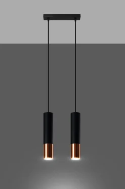 Pendelleuchte Metall 2-flammig GU10 Schwarz Kupfer EDYTH