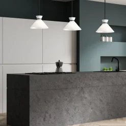 Pendelleuchte Metall Glas D: 35,8 cm rund Schwarz Weiß