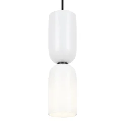 Pendelleuchte Metall Glas rund D: 8 cm H: max. 232 cm