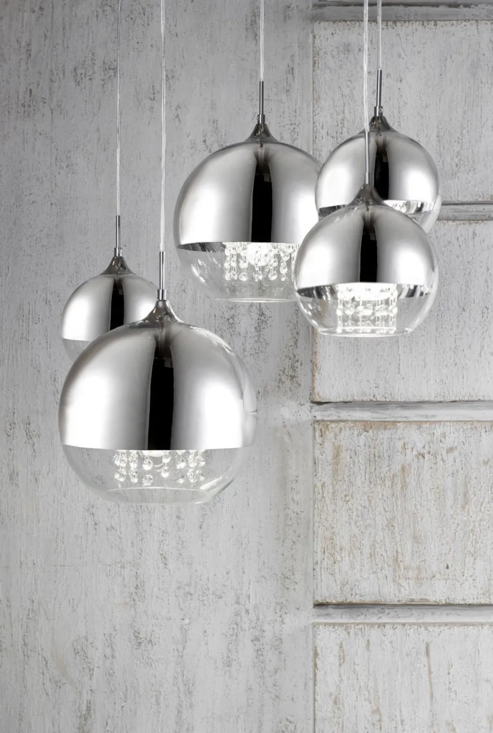 Pendelleuchte Metall Glas H: max. 95 cm Nickel E27 JOY