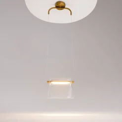 Pendelleuchte Metall Glas LED H: max. 329 cm in Messing