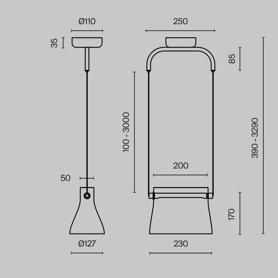 Pendelleuchte Metall Glas LED H: max. 329 cm in Messing
