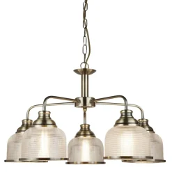 Pendelleuchte Metall Glas Ø 58 cm Jugendstil in Messing antik