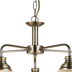 Pendelleuchte Metall Glas Ø 58 cm Jugendstil in Messing antik