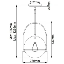 Pendelleuchte Metall Glas E27 rund D: 28,9 cm Schwarz