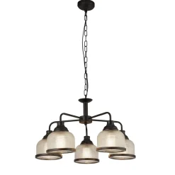 Pendelleuchte Metall Glas Ø 58 cm Schwarz Klar Vintage