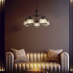 Pendelleuchte Metall Glas Ø 58 cm Schwarz Klar Vintage