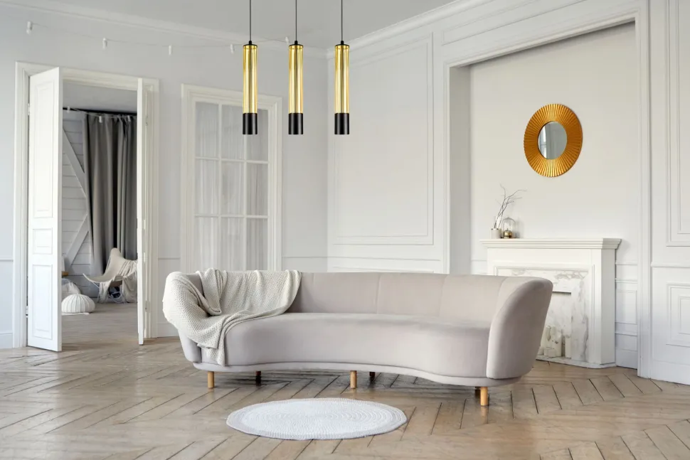 Pendelleuchte Metall GU10 L:55 cm Schwarz Gold 3-flmg