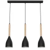 Pendelleuchte Metall Holz Schwarz 3-flammig E27