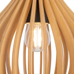 Pendelleuchte Metall Holz Ø 20 cm rund H: max. 329,5 cm