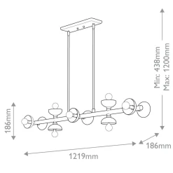 Pendelleuchte Metall in Bronze 121,9 cm lang H: max. 120 cm