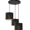 Pendelleuchte Metall in Schwarz Gold Ø45 cm E27 Loft