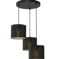Pendelleuchte Metall in Schwarz Gold Ø45 cm E27 Loft