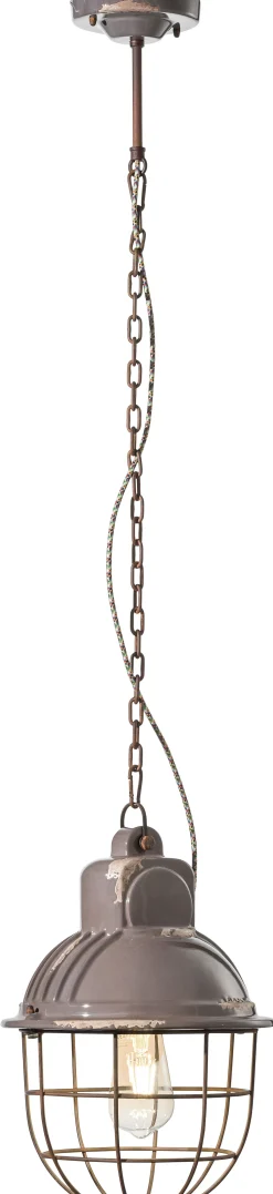 Pendelleuchte Metall Keramik rund D: 26 cm E27 Vintage