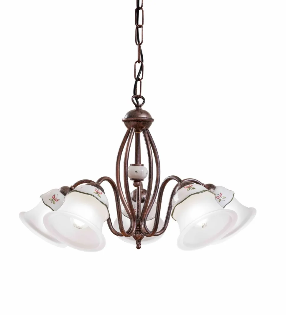 Pendelleuchte Metall Keramik E14 5-flammig Landhausstil