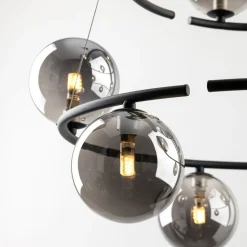 Pendelleuchte Metall Rauchglas G9 Schwarz Graphit 2 Ringe